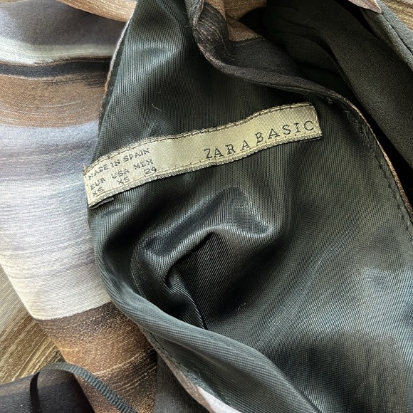 Zara Striped Inverted High Neck Cocktail Chiffon Dress - Picture 8 of 9